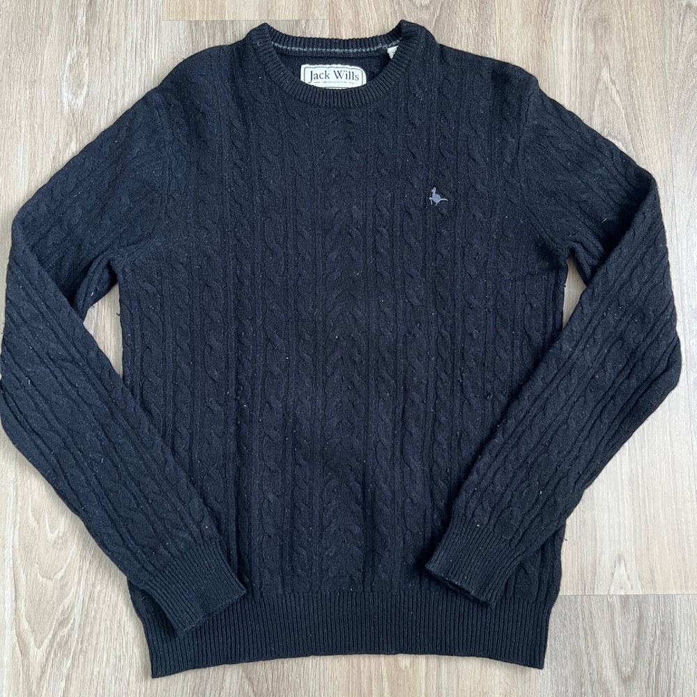 Jack Wills Black Cable Knit Sweater